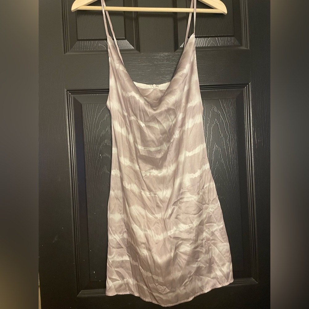Silk medium grey and white slip dress